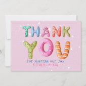 Fun Donut Letter Blush Pink Sage Green DANK Einladung (Vorderseite)