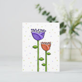 Fun Doodle Blume lila orange Punkte Postkarte (Stehend Vorderseite)