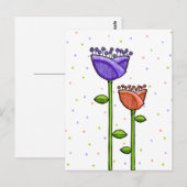 Fun Doodle Blume lila orange Punkte Postkarte (Vorne/Hinten)