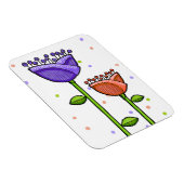 Fun Doodle Blume lila orange Punkte Premium Magnet (Rechte Seite)