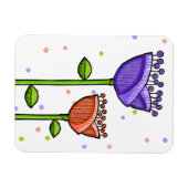 Fun Doodle Blume lila orange Punkte Premium Magnet (Horizontal)