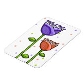 Fun Doodle Blume lila orange Punkte Premium Magnet (Linke Seite)
