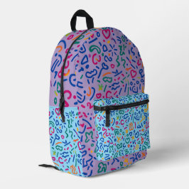 Fun doodle farbenfrohe, lebendige Formen Bedruckter Rucksack