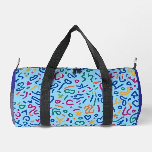 Fun doodle farbenfrohe, lebendige Formen Duffle Bag (Rückseite)