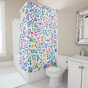 Fun doodle farbenfrohe, lebendige Formen Duschvorhang