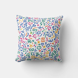 Fun doodle farbenfrohe, lebendige Formen Kissen