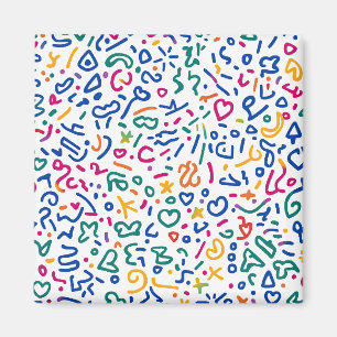 Fun doodle farbenfrohe, lebendige Formen Magnet