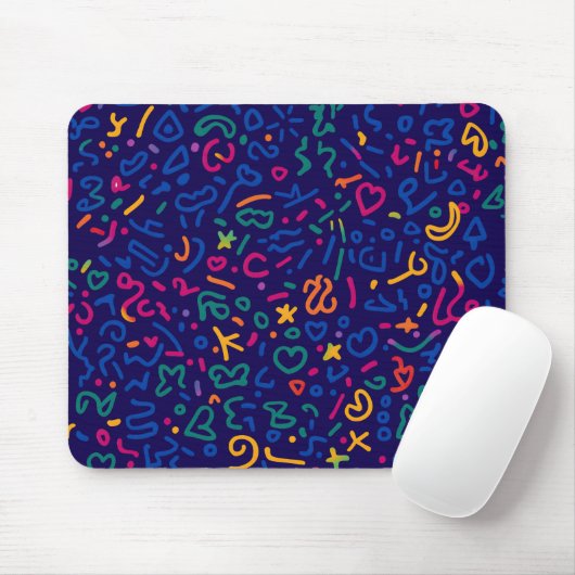 Fun doodle farbenfrohe, lebendige Formen Mousepad (Mit Mouse)