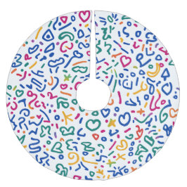 Fun doodle farbenfrohe, lebendige Formen Polyester Weihnachtsbaumdecke