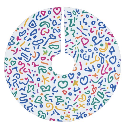 Fun doodle farbenfrohe, lebendige Formen Polyester Weihnachtsbaumdecke (Vorderseite)
