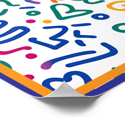 Fun doodle farbenfrohe, lebendige Formen Poster (Ecke)