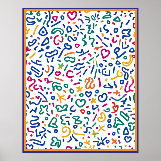 Fun doodle farbenfrohe, lebendige Formen Poster (Vorne)