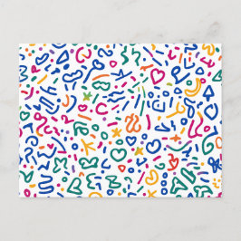 Fun doodle farbenfrohe, lebendige Formen Postkarte