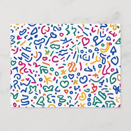 Fun doodle farbenfrohe, lebendige Formen Postkarte (Vorderseite)
