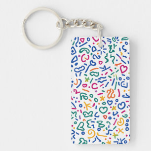 Fun doodle farbenfrohe, lebendige Formen Schlüsselanhänger