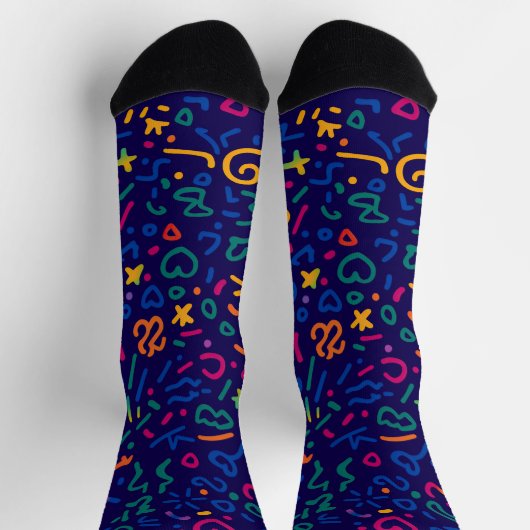 Fun doodle farbenfrohe, lebendige Formen Socken (Oben)