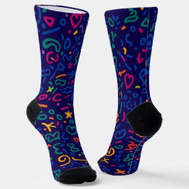 Fun doodle farbenfrohe, lebendige Formen Socken