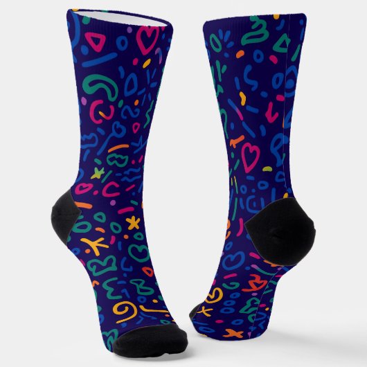 Fun doodle farbenfrohe, lebendige Formen Socken (Gewinkelt)