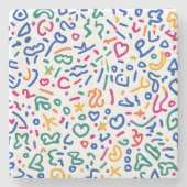 Fun doodle farbenfrohe, lebendige Formen Steinuntersetzer (Vorderseite)