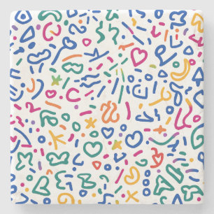 Fun doodle farbenfrohe, lebendige Formen Steinuntersetzer