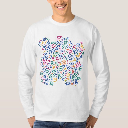 Fun doodle farbenfrohe, lebendige Formen T-Shirt (Vorderseite)
