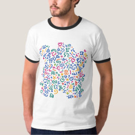 Fun doodle farbenfrohe, lebendige Formen T-Shirt