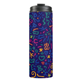 Fun doodle farbenfrohe, lebendige Formen Thermosbecher