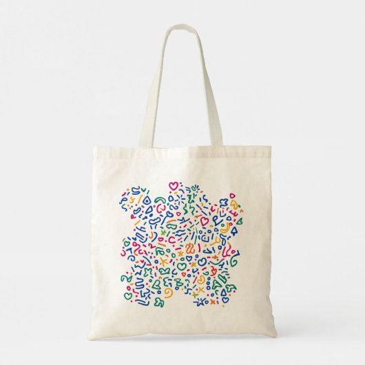 Fun doodle farbenfrohe, lebendige Formen Tragetasche (Rückseite)