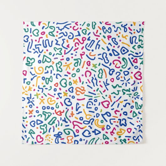 Fun doodle farbenfrohe, lebendige Formen Wandteppich (Vorderseite (Horizontal))