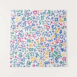 Fun doodle farbenfrohe, lebendige Formen Wandteppich