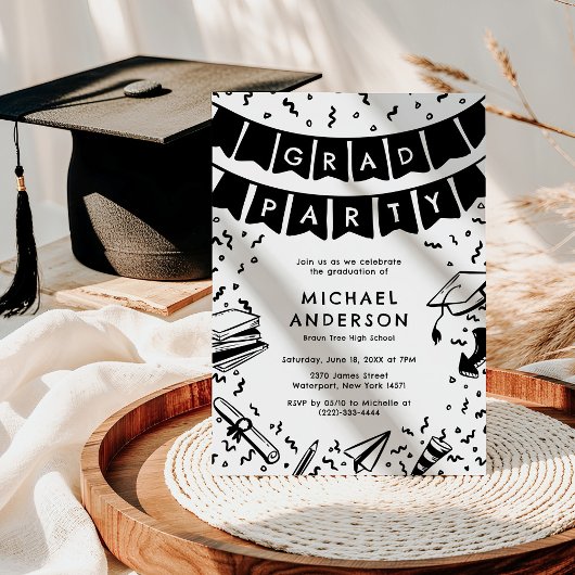 Fun Doodle Graduation Party Einladung
