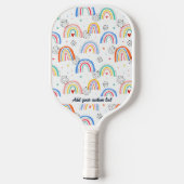 Fun Doodle Rainbow Herzmuster Benutzerdefinierter Pickleball Schläger (Rückseite)