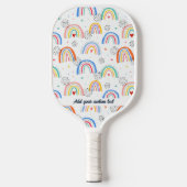 Fun Doodle Rainbow Herzmuster Benutzerdefinierter Pickleball Schläger (Vorderseite)