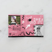 Fun Doodle Sketch Magazine Cover Girl Grad Einladung (Innenseite)