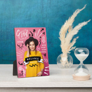 Fun Doodle Sketch Magazine Cover Girl Grad Foto Fotoplatte