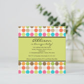 FUN Dots GREEN Baby Girl or Boy Shower Einladung (Stehend Vorderseite)