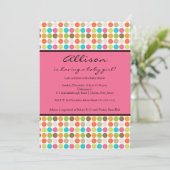 FUN Dots PINK Baby Girl Dusche Einladung (Stehend Vorderseite)