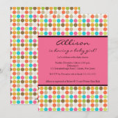 FUN Dots PINK Baby Girl Dusche Einladung (Vorne/Hinten)