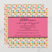 FUN Dots PINK Baby Girl Dusche Einladung (Vorne/Hinten)