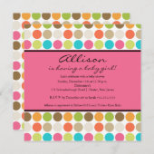 FUN Dots PINK Baby Girl Dusche Einladung (Vorne/Hinten)