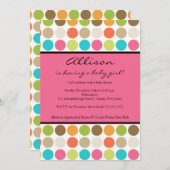 FUN Dots PINK Baby Girl Dusche Einladung (Vorne/Hinten)