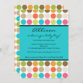 FUN Dots TURQUOISE Kindermädchen oder Boy-Dusche Einladung (Vorne/Hinten)