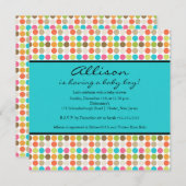 FUN Dots TURQUOISE Kindermädchen oder Kinderdusche Einladung (Vorne/Hinten)