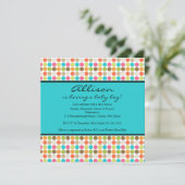 FUN Dots TURQUOISE Kindermädchen oder Kinderdusche Einladung (Stehend Vorderseite)