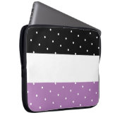 Fun Dotted Black Lavender Lila weiße Streifen Laptopschutzhülle (Vorne Rechts)