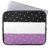 Fun Dotted Black Lavender Lila weiße Streifen Laptopschutzhülle (Vorderseite)