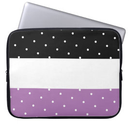 Fun Dotted Black Lavender Lila weiße Streifen Laptopschutzhülle