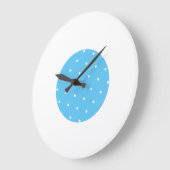 Fun Dotted Bright Sky Blue Circle White Rim Stripe Große Wanduhr (Winkel)