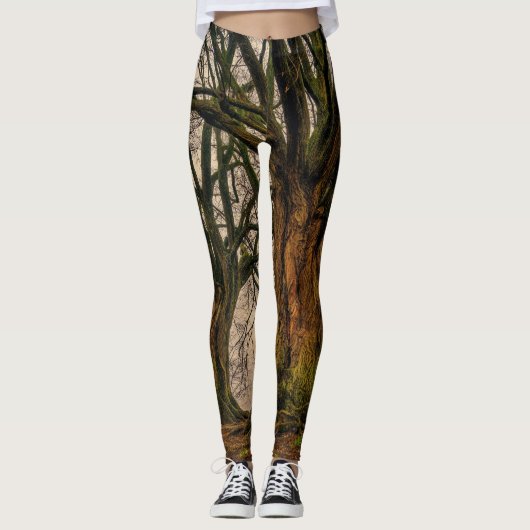 Fun Double Oak Tree Foto Print Leggings (Vorderseite)