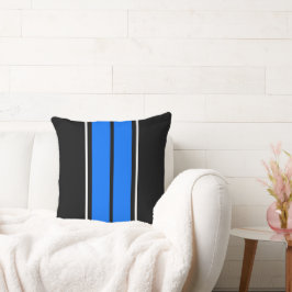 Fun Double Vivid Blue Schwarz-weiß Racing Streifen Kissen